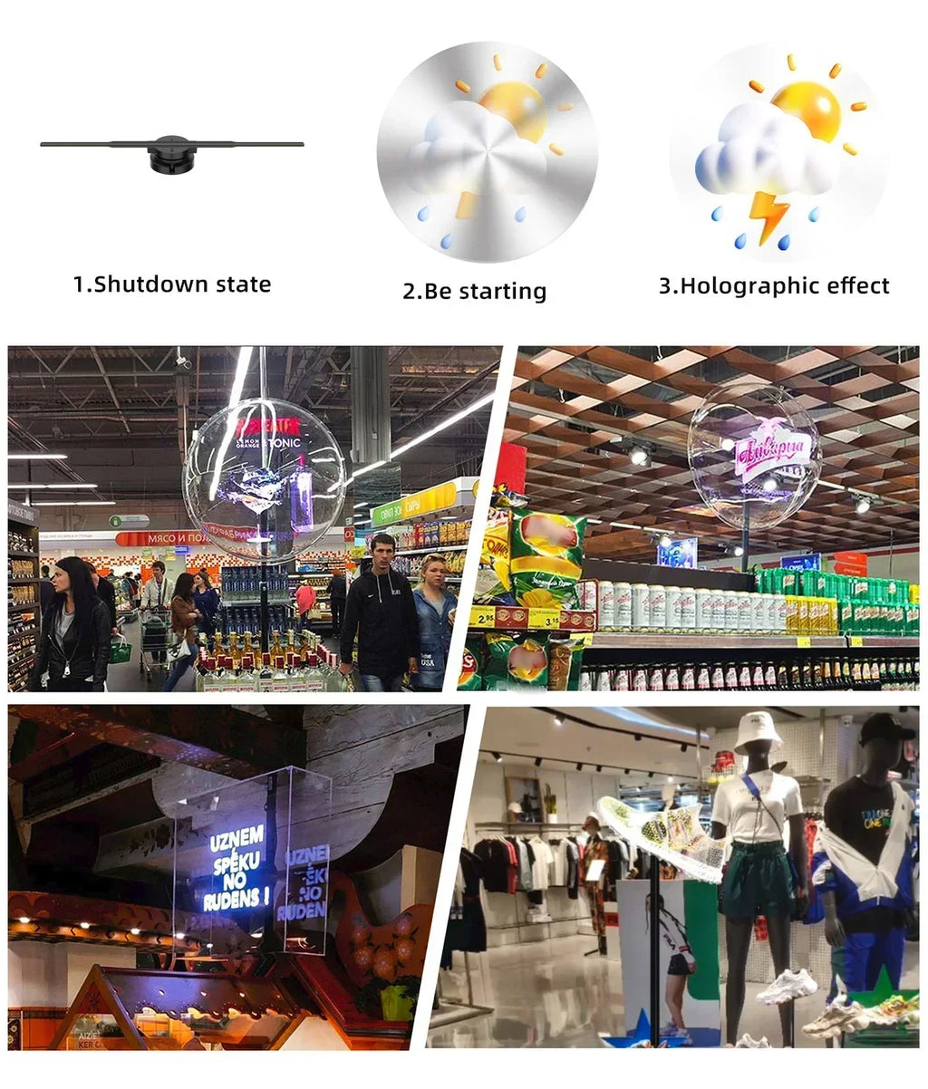 42cm WiFi 3D Holographic Fan Projector, 384LEDs HD LED Hologram Display with APP Remote Control, Support DIY Video, Logo & Icons