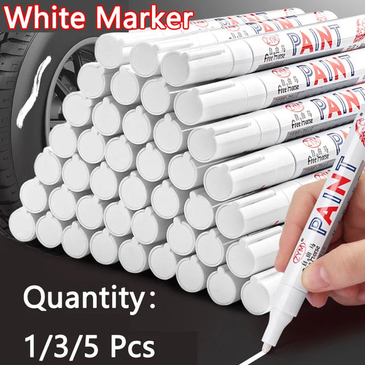 White Marker Pens set Oily Waterproof White Gel Pen DIY Graffiti Sketching Marker Stationery Writing School Supplies brush