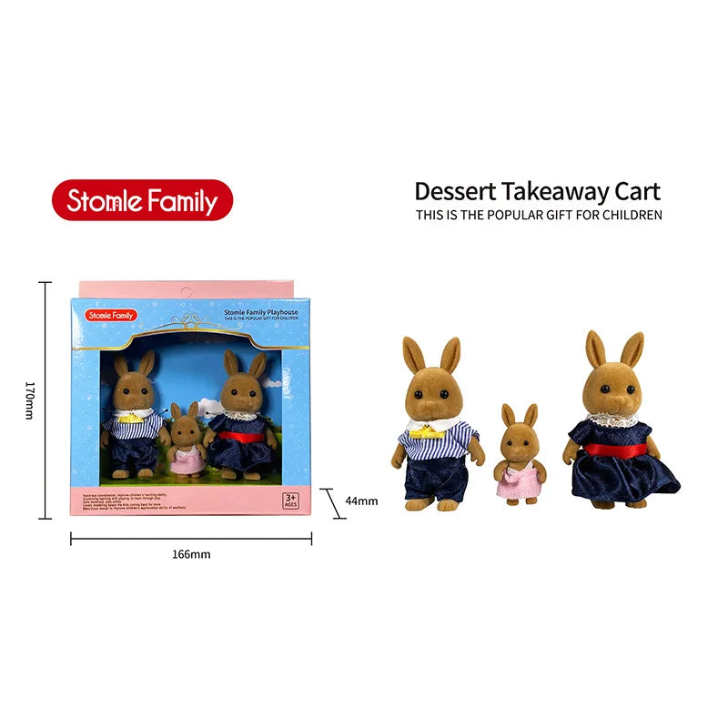TINSOL New Model Simulated Forest Rabbit Family DIY Toy Set Mini Rabbit and Bear Dolls Children's Playset Christmas Gift