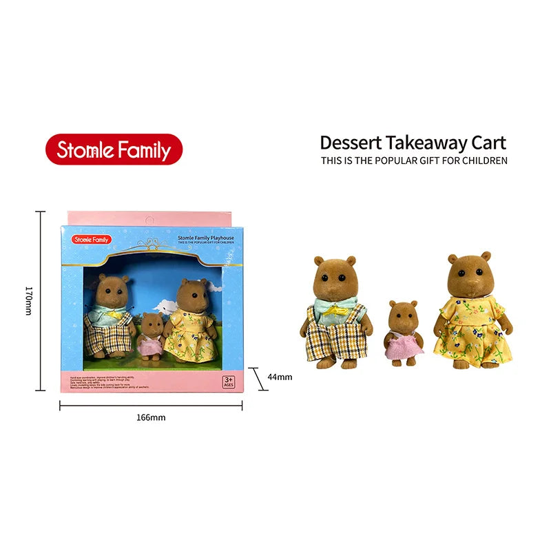 TINSOL New Model Simulated Forest Rabbit Family DIY Toy Set Mini Rabbit and Bear Dolls Children's Playset Christmas Gift