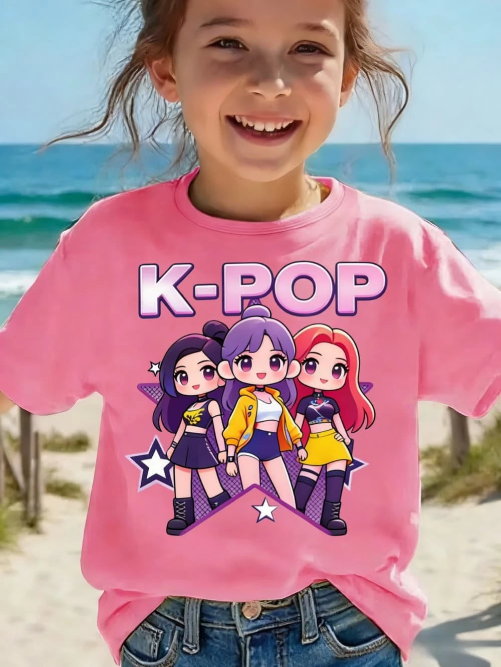 Kpop Children's T Shirt Cartoon Graphic Short Sleeve Summer Comfortable Top Funny Gift for Fans Harajuku T-Shirts Girls Clothes
