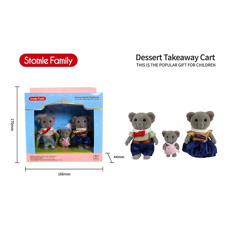 TINSOL New Model Simulated Forest Rabbit Family DIY Toy Set Mini Rabbit and Bear Dolls Children's Playset Christmas Gift