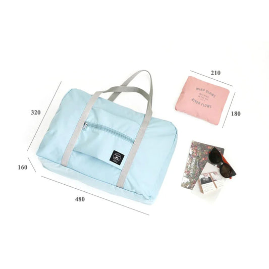 Solid Color Waterproof Folding Travel Bag Lightweight Large Capacity Luggage Bag