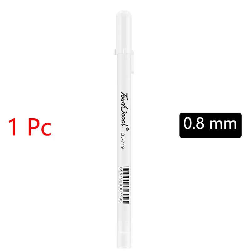 White Marker Pens set Oily Waterproof White Gel Pen DIY Graffiti Sketching Marker Stationery Writing School Supplies brush