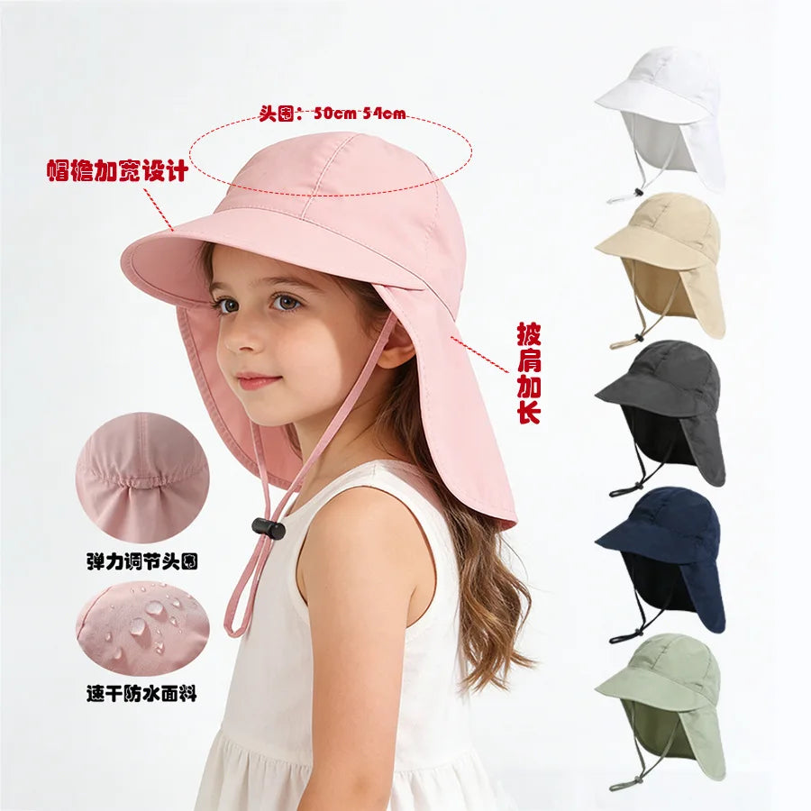 Baseball cap children's summer neck-protection sun protection UV-blocking sun hat for children's headgear, suitable for both boy