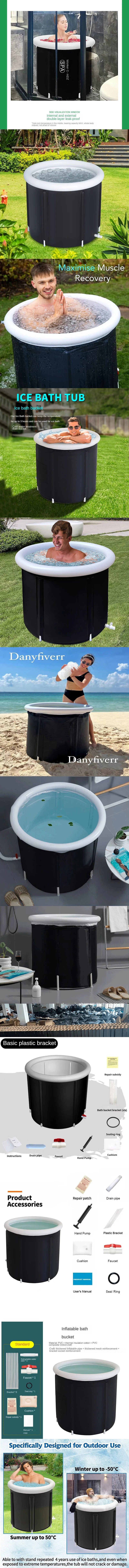 MAYZANEN Ice Bath Portable Collapsible Bathtub Thicken Large Adult Inflatable Bath Bucket Outdoor Water Therapy Cold Plunge Tub