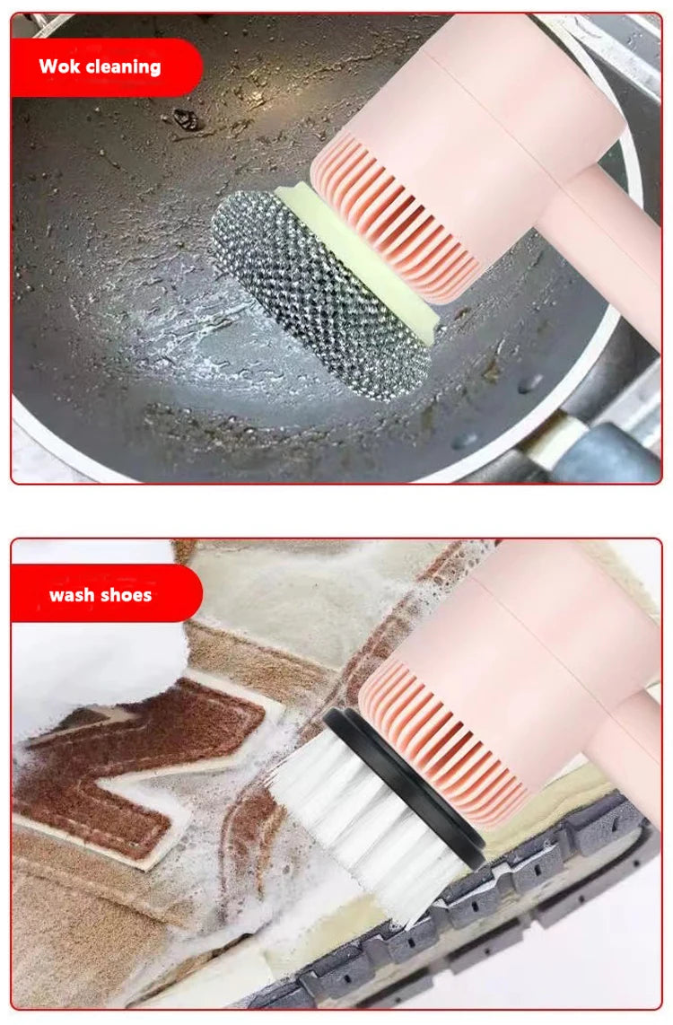 3 in 1 Electric Cleaning Brush Kitchen Dishwashing Home USB Rechargeable Electric Rotary Scrubber Household Appliances Cleaning