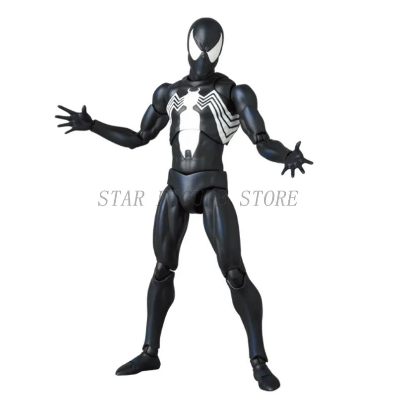 Mafex Black Spider-Man Action Figure PVC Movable Collection 16cm Marvel Toys Maf 147 Venom Spiderman Peter Parker Figurine Model