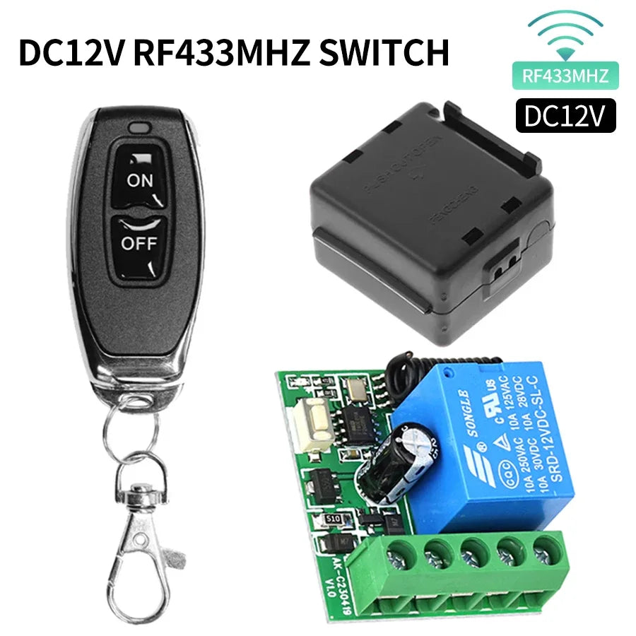433Mhz Remote Control Wireless Switch DC 12V 1CH RF 10A Relay Receiver and 2CH Transmitter For Door Electromagnetic Lock