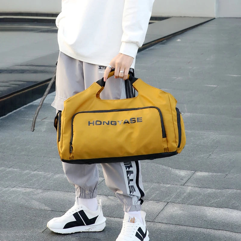 Gym Sports Bag for Men Travel Fitness Duffle Shoe Pocket Luggage Duffel Waterproof Tote Handbags Weekend Shoulder Outdoors Bag