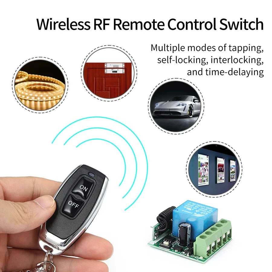 433Mhz Remote Control Wireless Switch DC 12V 1CH RF 10A Relay Receiver and 2CH Transmitter For Door Electromagnetic Lock
