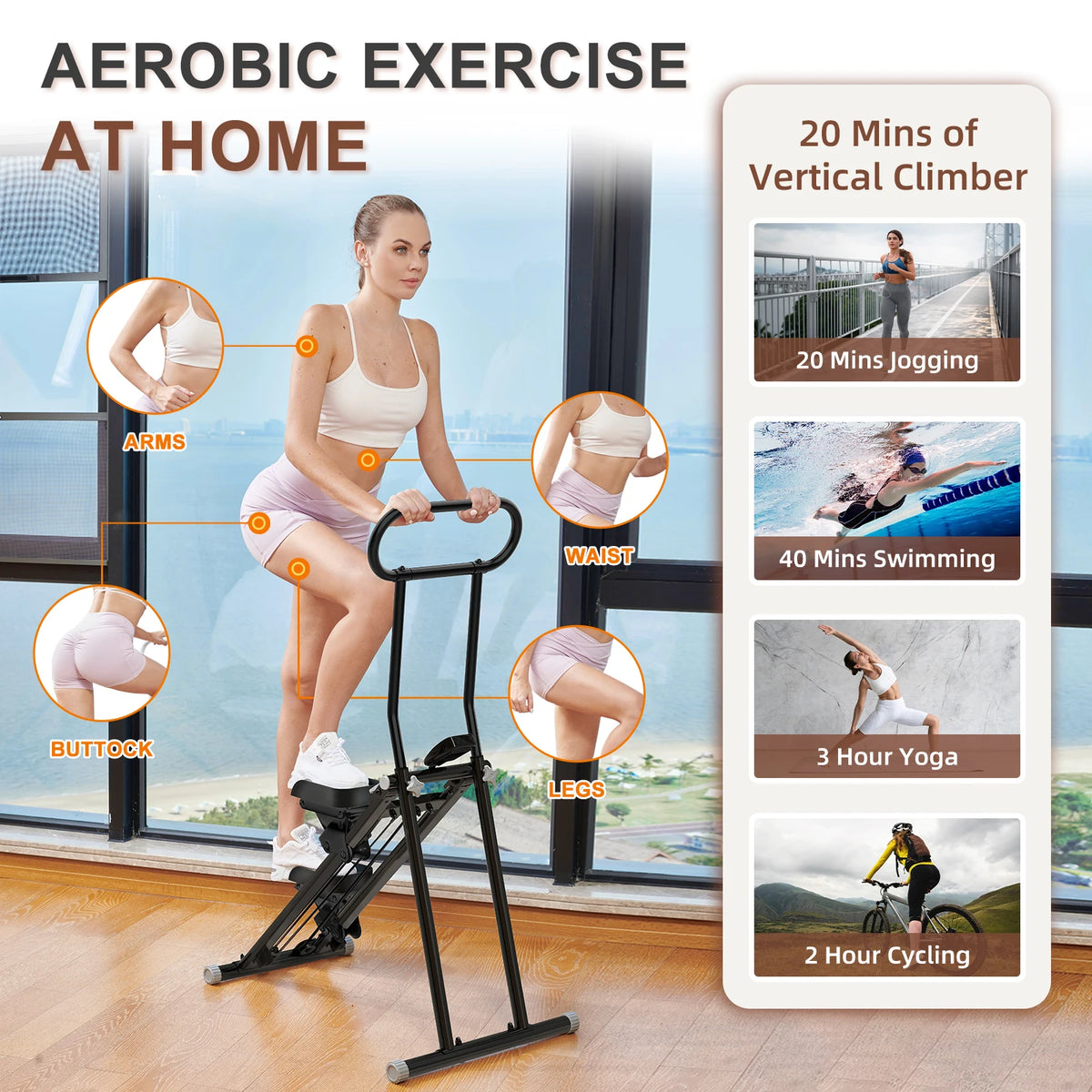 Sport Mini Vertical Fold Vertical Cardio Home Gym Stair Climber Exercise Machine